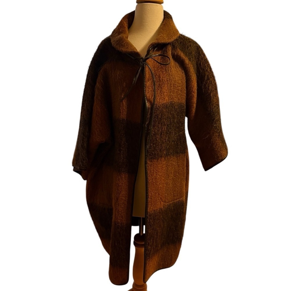 Rare Bonnie Cashin Boucle Mohair Coat Leather Trim NOH Style Museum Piece OS